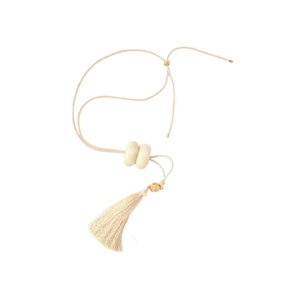 Mint Velvet Cream Resin Tassel Pendant Necklace